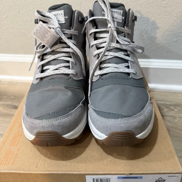 Merrell Tempo Sol Mid Hiking Boots Waterproof Grey Suede Men 9.5